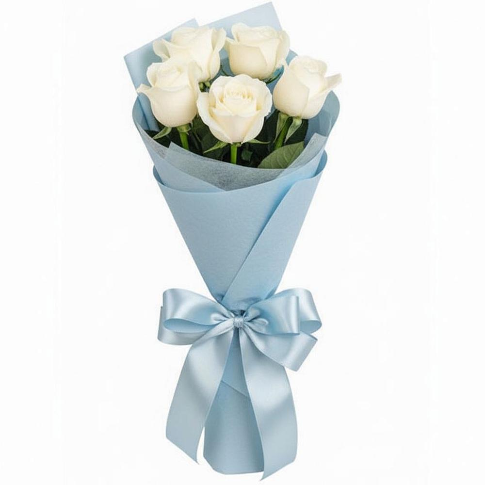 Букет 5 Белых роз Проуд в Ашукино