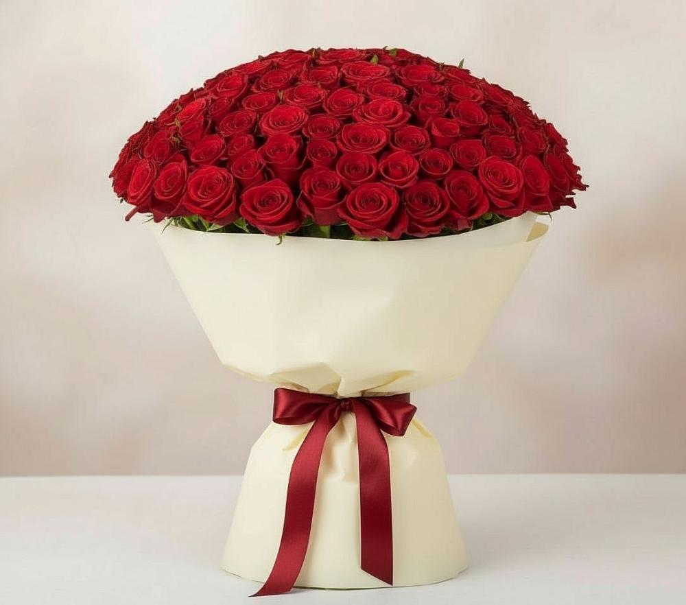 Букет 101 Красная роза Милано в Ашукино