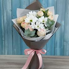 Букет цветов из:  Хризантемы и Розы #REPLACE_PRED# Ашукино