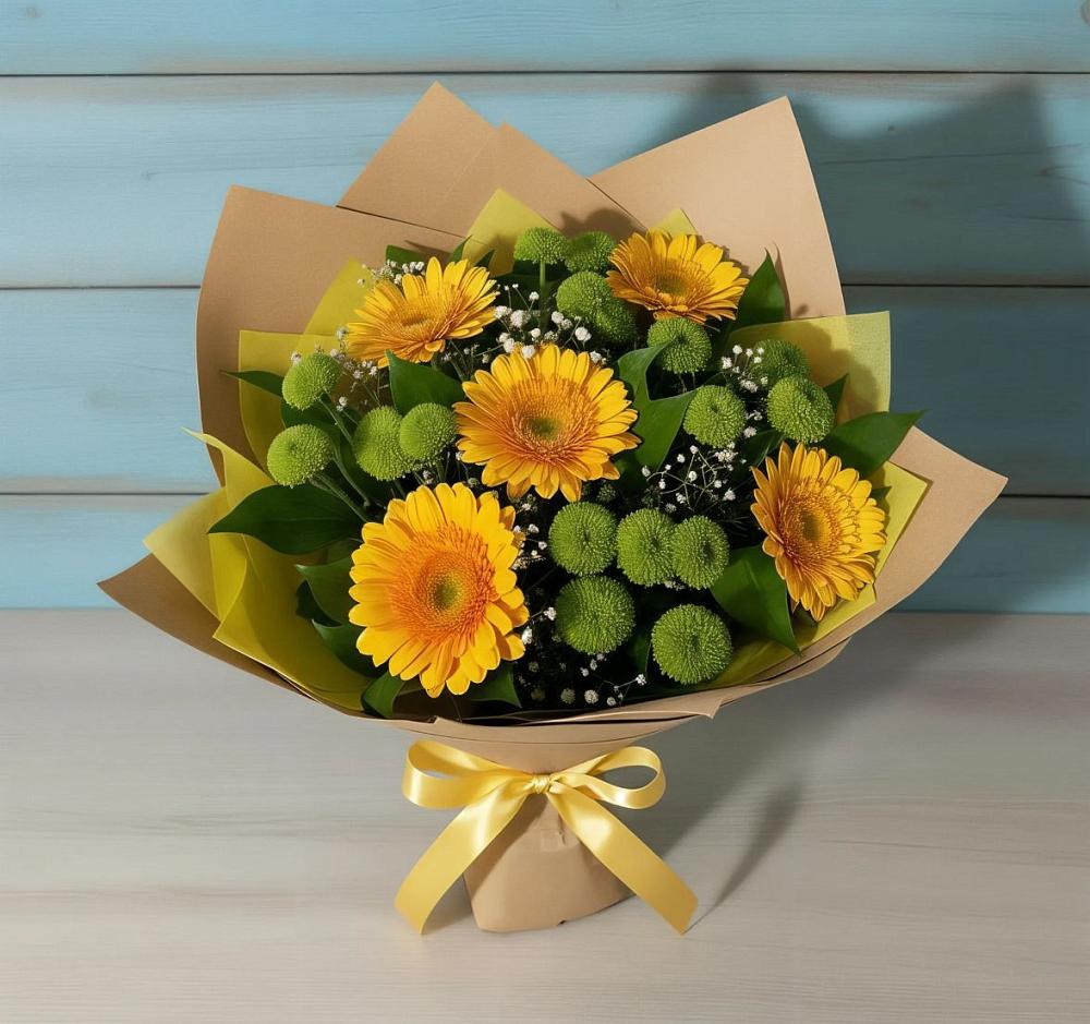 Букет цветов из: Герберы и Хризантемы в Ашукино