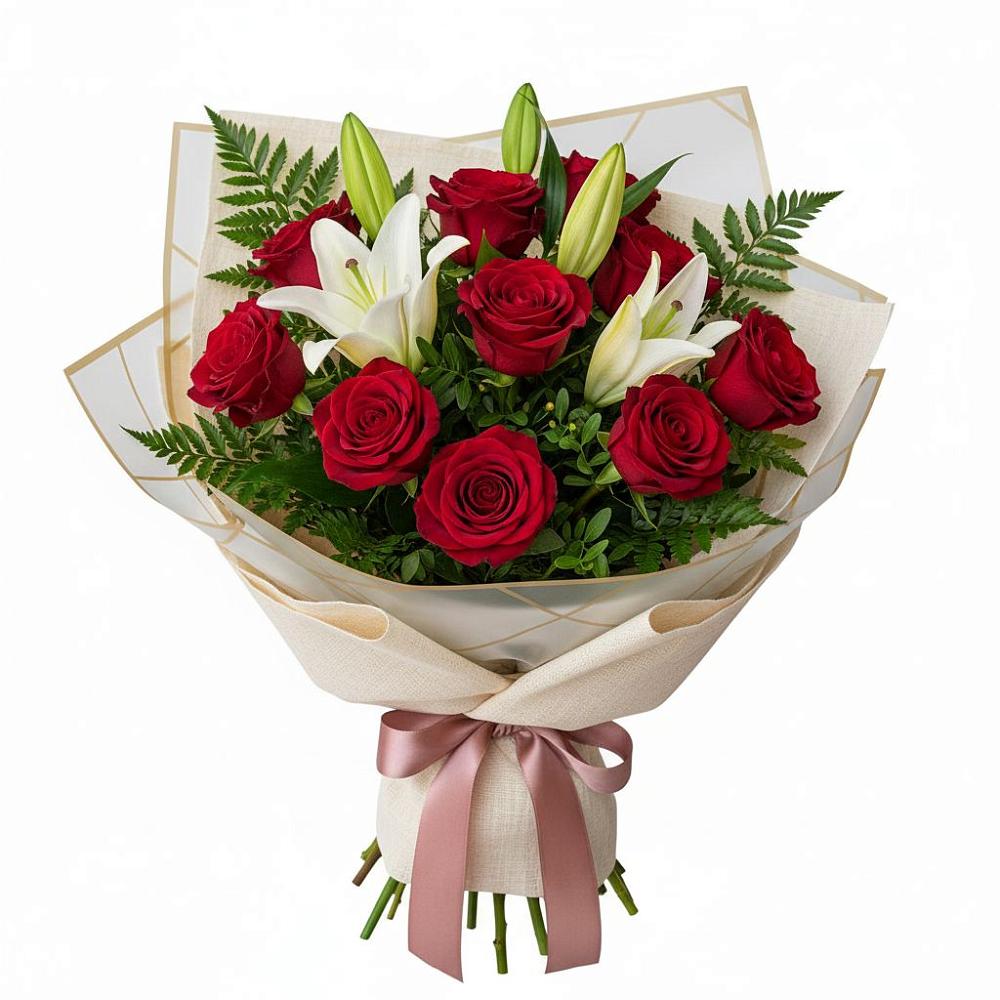 Букет цветов из: Лилии и Розы в Ашукино