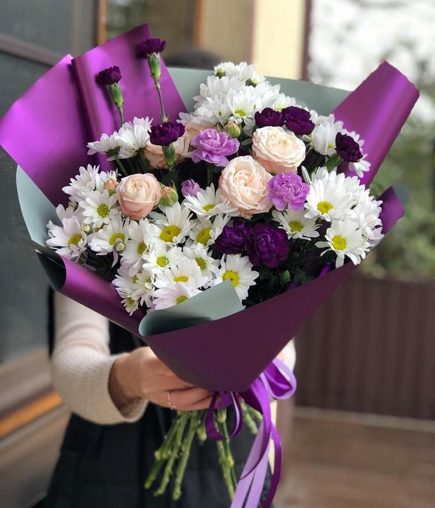 Букет цветов из: Хризантемы, Гвоздики и Розы в Ашукино