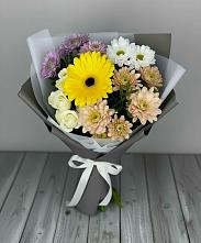 Букет цветов из:  Розы, Герберы и Хризантемы в Ашукино