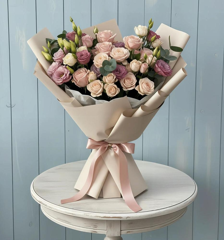 Букет цветов из: Розы и Лизиантусы в Ашукино