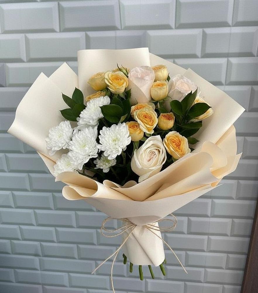 Букет цветов из: Розы и Хризантемы в Ашукино