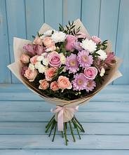 Букет цветов из:  Хризантемы, Розы и Альстромерии в Ашукино