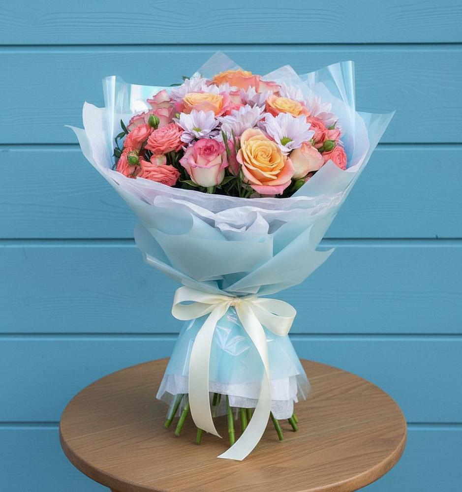 Букет цветов из: Хризантемы и Розы в Ашукино