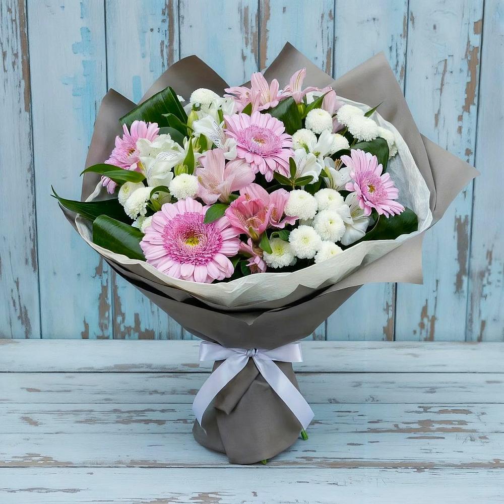 Букет цветов из: Герберы, Альстромерии и Хризантемы в Ашукино