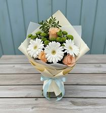 Букет цветов из:  Герберы, Розы и Хризантемы в Ашукино